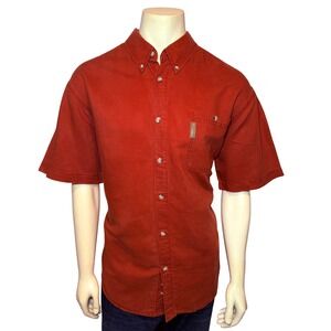 Columbia Mens XXL Rust Red Short Sleeve Button Down Shirt Ramie Cotton AM7140